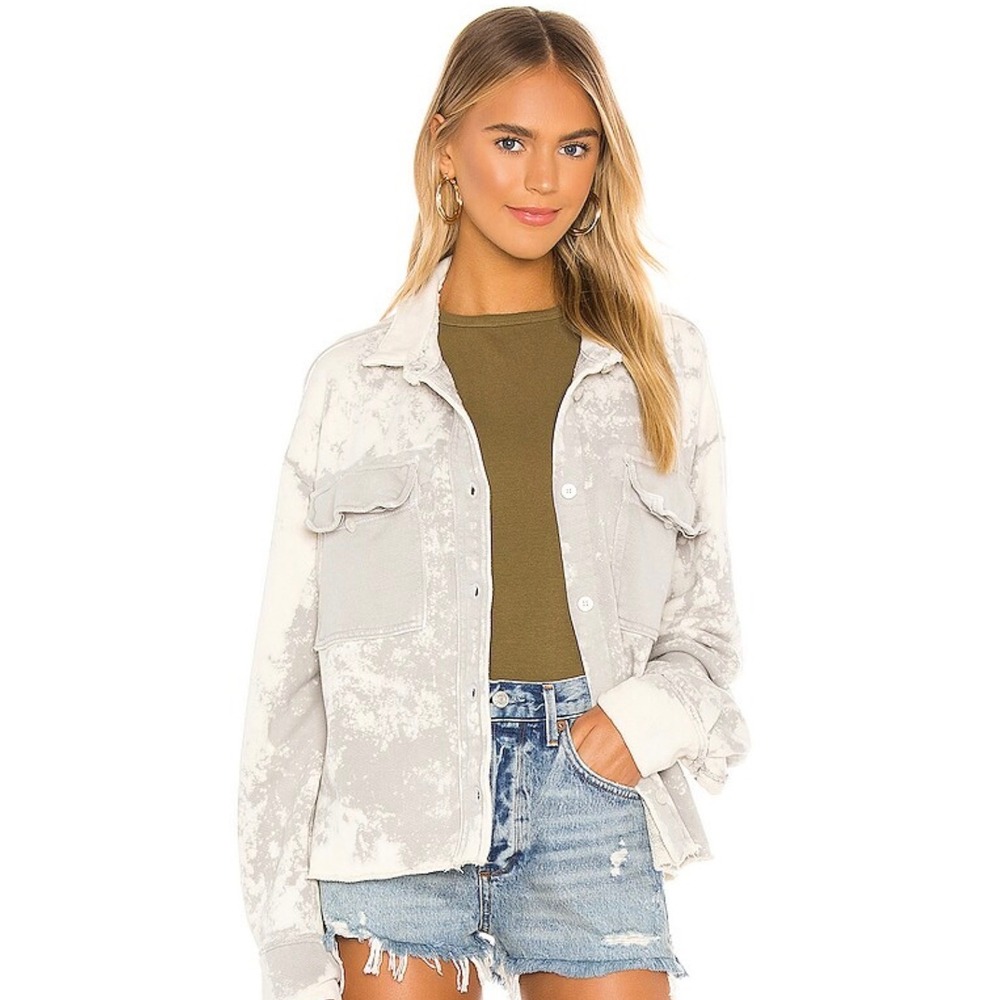 Cotton Citizen Brooklyn Button Down Jacket Shacket Small Acid Wash Cropped